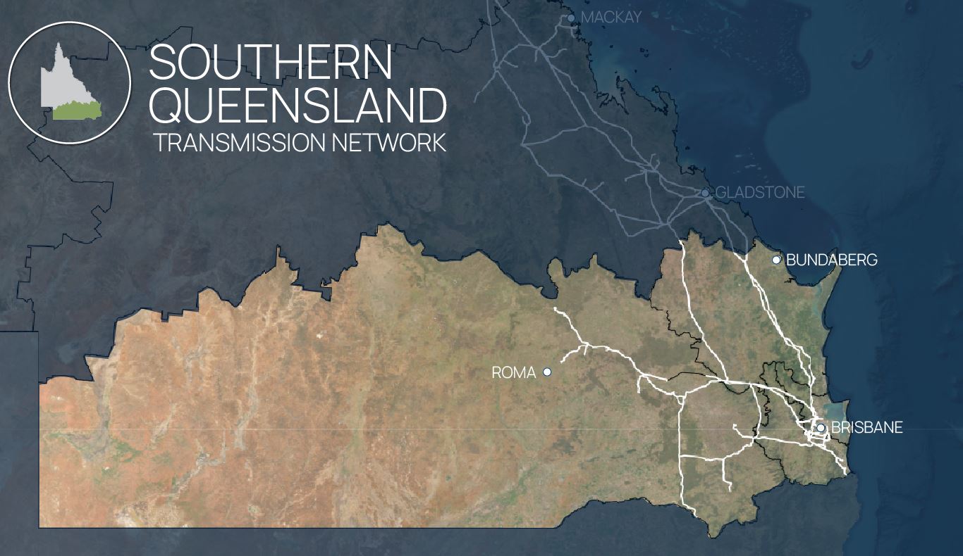 Southern Queensland Transmission Map 
